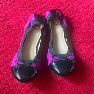 BP NORDSTROMS Violet Suede Leather Patent Cap Toe Elasticized Ballet Flat